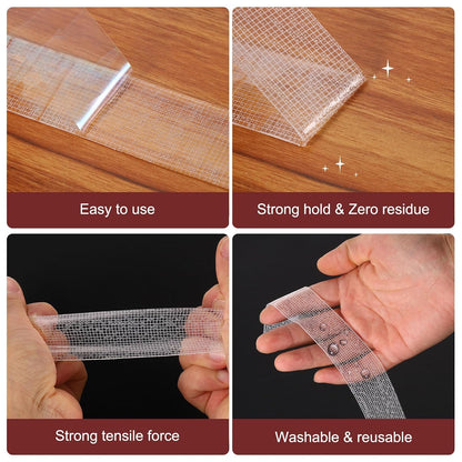 HARFINGTON Double Sided Nano Tape 16.4FT x 1.2" x 0.04" Multipurpose Removable Clear Mounting Tape Washable Waterproof Picture Hanging Adhesive Strips for Walls Carpets Posters