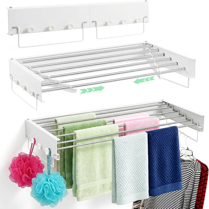 Wall Mount Clothes Drying Rack 28", Heavy Duty Foldable Design, Space Saving Laundry Solution For Small Spaces, Apartments & Homes, Wall Mounted Drying Racks For Laundry, Clothing Rack Wall Mount
