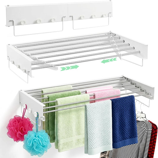 Wall Mount Clothes Drying Rack 28", Heavy Duty Foldable Design, Space Saving Laundry Solution For Small Spaces, Apartments & Homes, Wall Mounted Drying Racks For Laundry, Clothing Rack Wall Mount