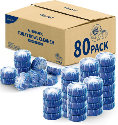 Vacplus Toilet Bowl Cleaners - 20 Pack Long-Lasting Toilet Cleaner Tablets, Prevent Stains & Deodorize, Blue