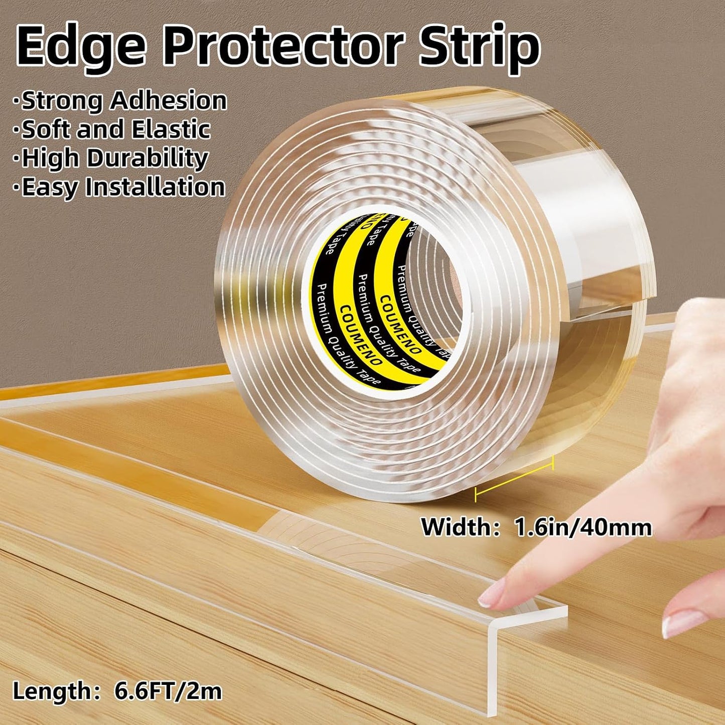 Clear Edge Protector & Corner Protectors, 0.8in（W x 6.6FT(L), Baby Proof Corner Guards for Sharp Edges, Safety Bumper Strip for Furniture, Drawers, Tables & Cabinets