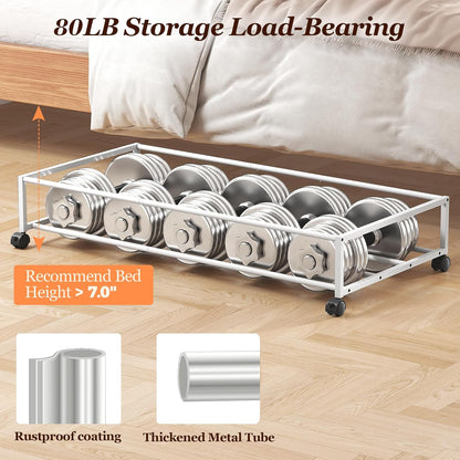 Yecaye Under Bed Storage with Wheels, 2 Pack Under Bed Storage Containers, 60L Underbed Shoe Storage with Clear Window & Label, Rolling Under Bed Metal Drawer for Clothes, Shoes, Books, Blankets