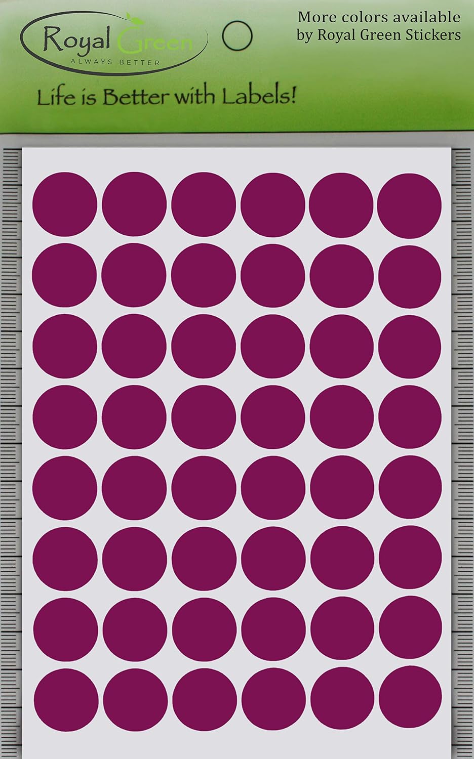 Royal Green Dot Sticker 11/16" Inch (17mm) Colored Labels in Purple - 2400 Pack - Colors B