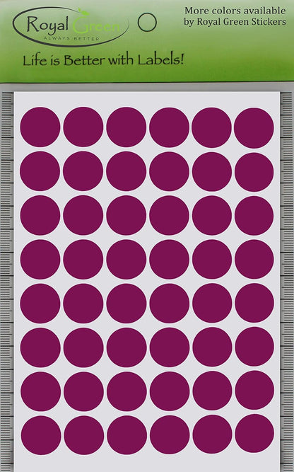 Royal Green Dot Sticker 11/16" Inch (17mm) Colored Labels in Purple - 2400 Pack - Colors B