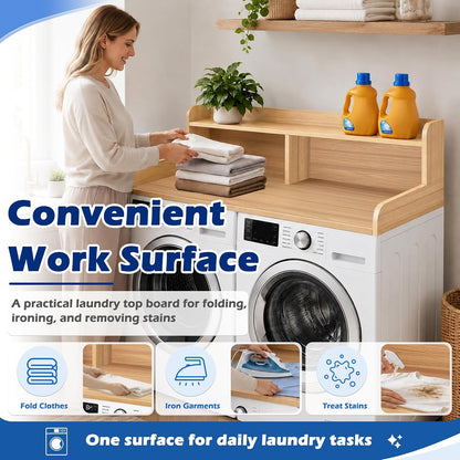 Royxen Laundry Countertop with Storage Universal Fit, Washer and Dryer Countertop with Shelf, Laundry Room Storage, 2-Tier Shelf (Walnut)