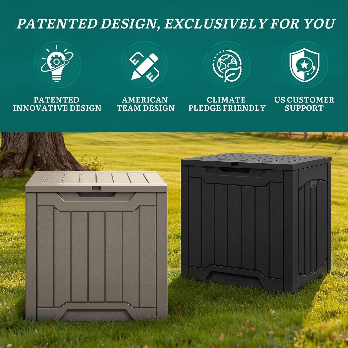 YITAHOME 134 Gallon Large Deck Box | Waterproof Resin Outdoor Storage Box with Lock, Doubles as 2-Person Bench Seating for Patio Furniture Cushions,Garden Tools &