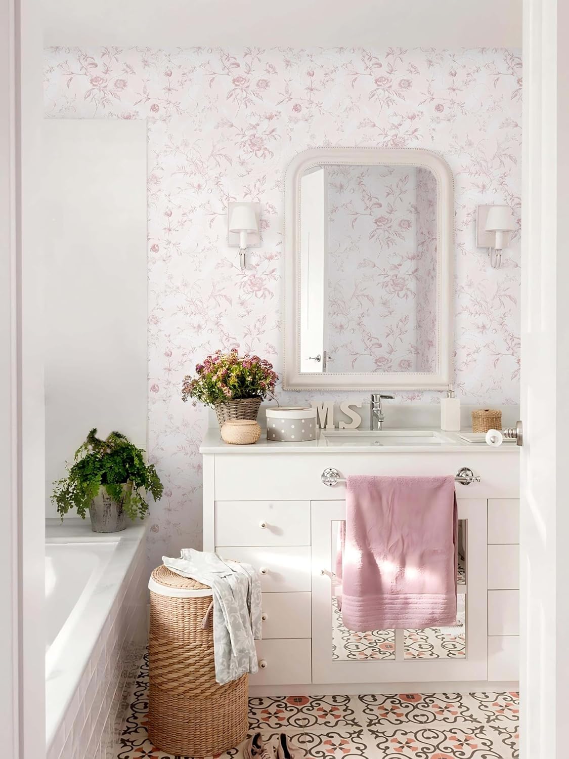 Ismoon Peel and Stick Wallpaper Floral Vintage Stick on Wall Paper Beige French Textured Contact Paper for Cabinet Removable Self Adhesive Wallpaper Vinyl Roll Shelf Deco, 17.3x78.7in