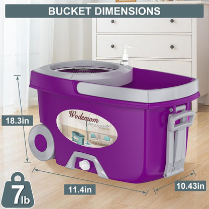 Spin Mop and Bucket System, Mop and Bucket with Wringer Set,Mops for Floor Cleaning,Household Supplies Tools with 6 Replacement Refills,61" Extended Handle for Household Hardwood Floor - Green