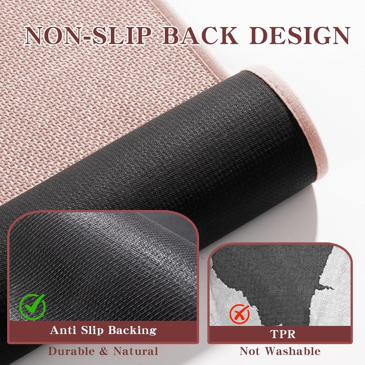 chakme Bathroom Rugs Mat 24x17, Ultra Thin Non Slip Bath Mat Small Quick Dry Absorbent Bath Mat for Bathroom Floor, (Dark Beige, 24"x17")