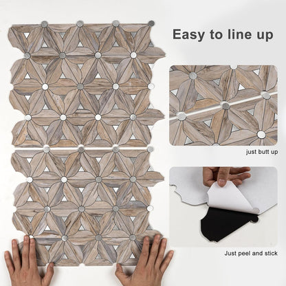 Peel and Stick Backsplash Tile, 10 Sheets Waterproof PVC Wall Tiles for Kitchen Bathroom, Thick Self Adhesive Stick on Backsplash, Covers 9.67 Sq.Ft