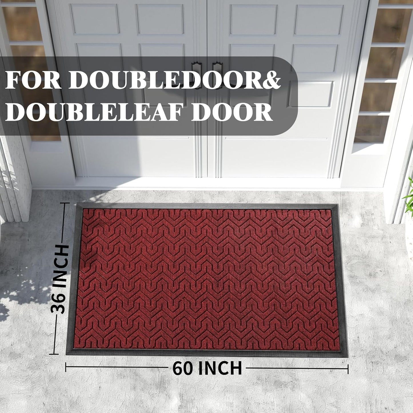 Yimobra Front Door Mat Outside Entrance 29.5x17, Waterproof Heavy Duty Outdoor Mats for Front Door, Non Slip Rubber Entry Mat for Garage Patio Indoor, Grey