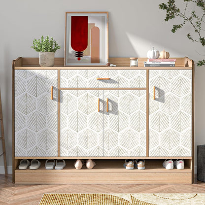 MelunMer 118In L 17.3In W Modern Peel and Stick Wallpaper Boho Contact Paper for Cabinets/Drawers Self Adhesive Removable Wallpaper for Bedroom/Bathroom Waterproof Geometric Contact Paper Beige/White