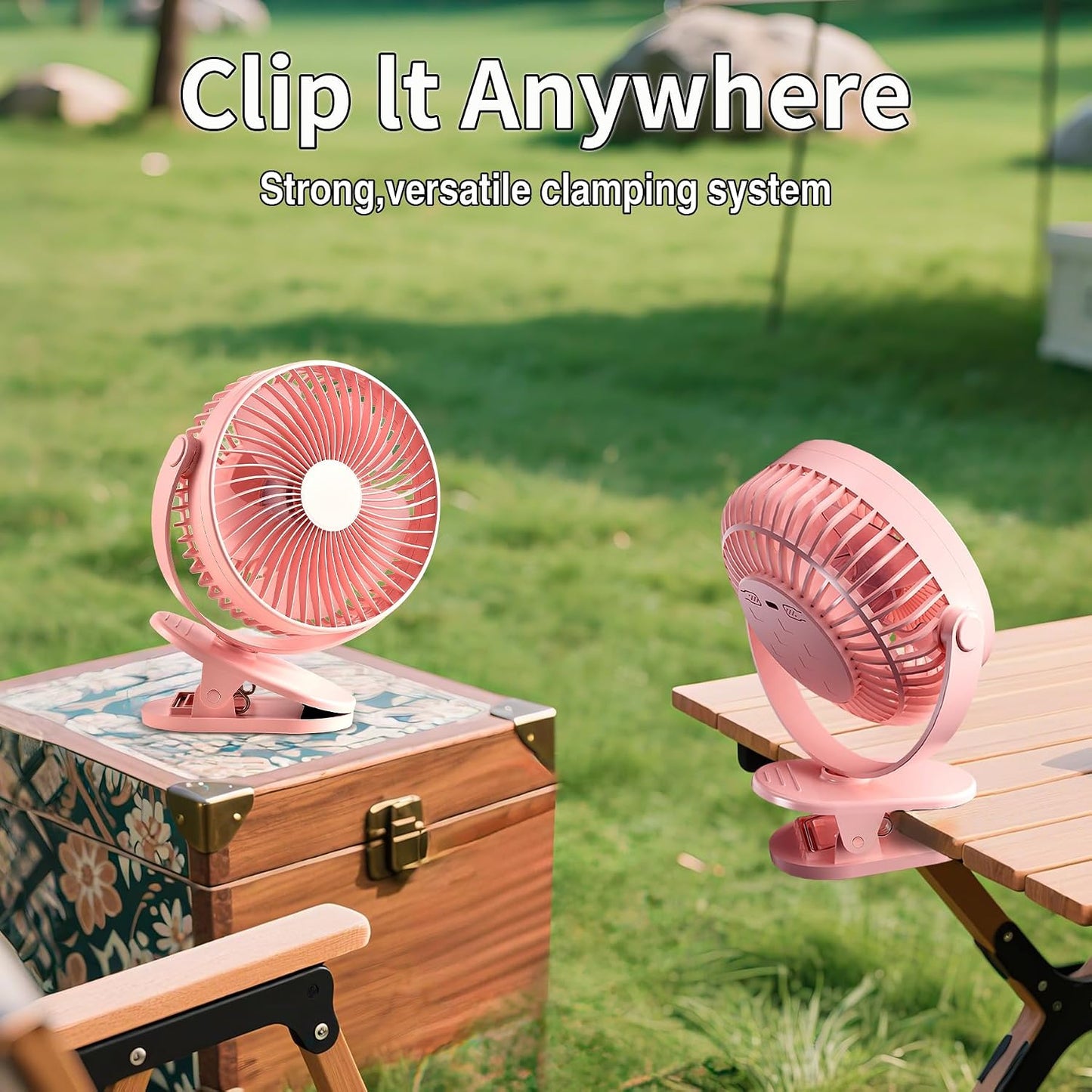 Clip on Fan Rechargeable, 8-Inch Battery Operated Desk Fan, USB Fan,5 Speeds, Strong Airflow, Sturdy Clamp for Golf Cart Office Desk Outdoor Travel Camping Tent Gym Treadmill,Black