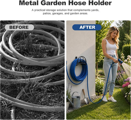Metal Garden Hose Holder Wall Mounted Water White Hose Holder for Water Hose Extension Cords
