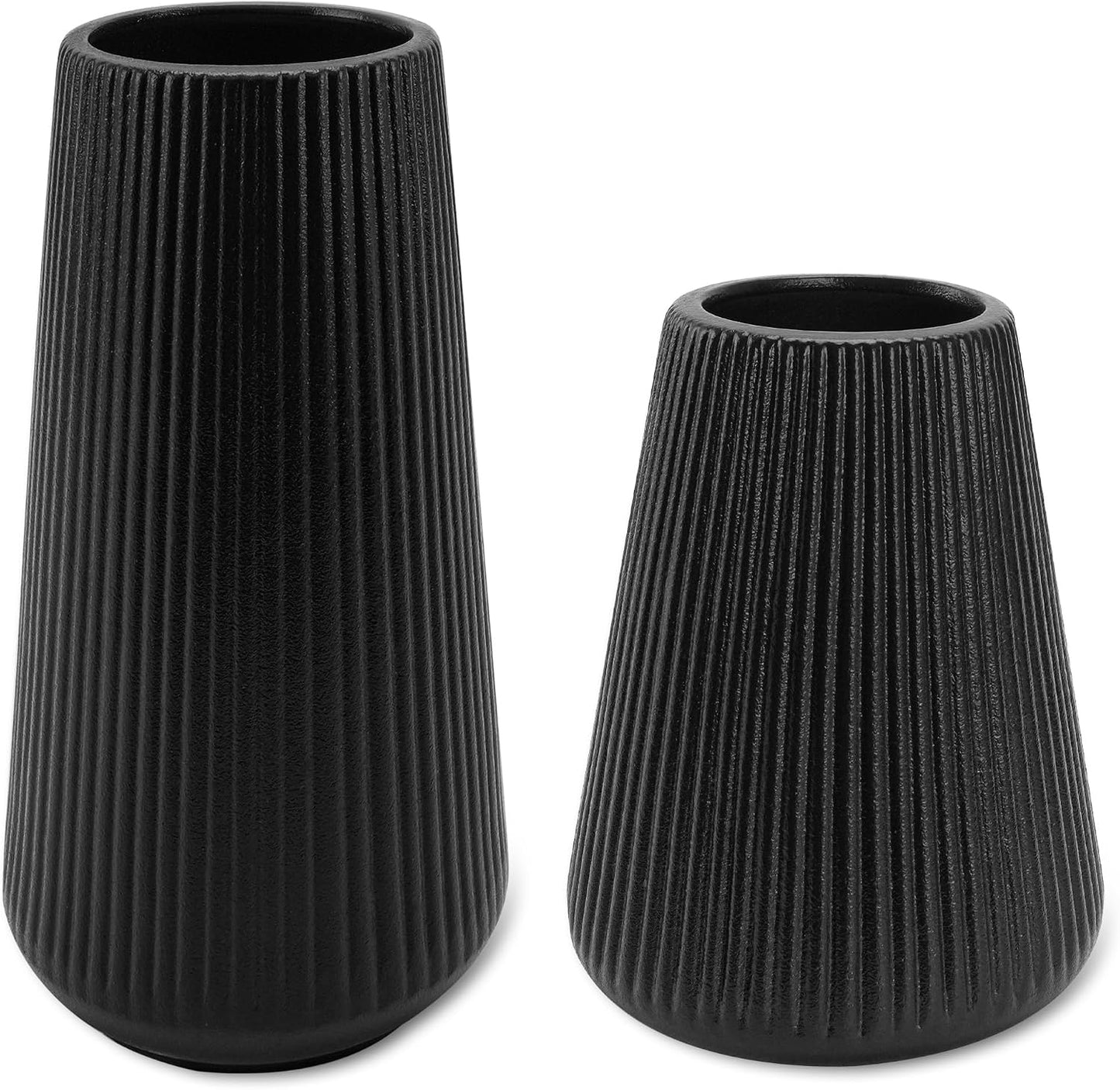 White Ceramic Vase, GUKJOB Small Cute Flower Vase for Pampas Grass, Home, Living Room, Dining Table, Farmhouse, Office Decor, Bedroom, Table, and Kitchen Shelf (White- 2PCS)