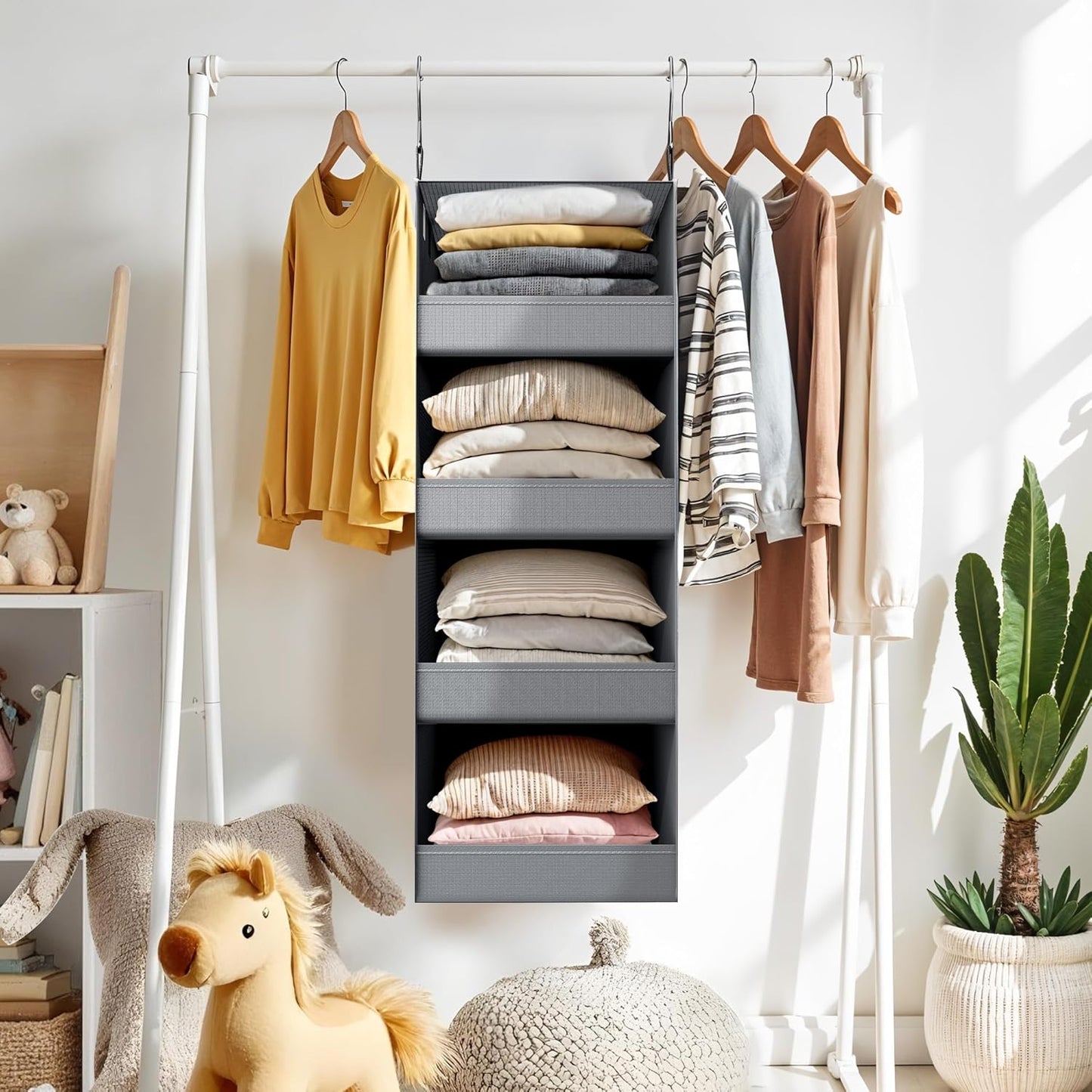 GRANNY SAYS 3-Shelf Hanging Closet Organizer and Storage, Collapsible Hanging Closet Shelves, Hanging Organizer for Closet & RV, Gray, 29 ½" H X 12" W X 12" D, 1-Pack