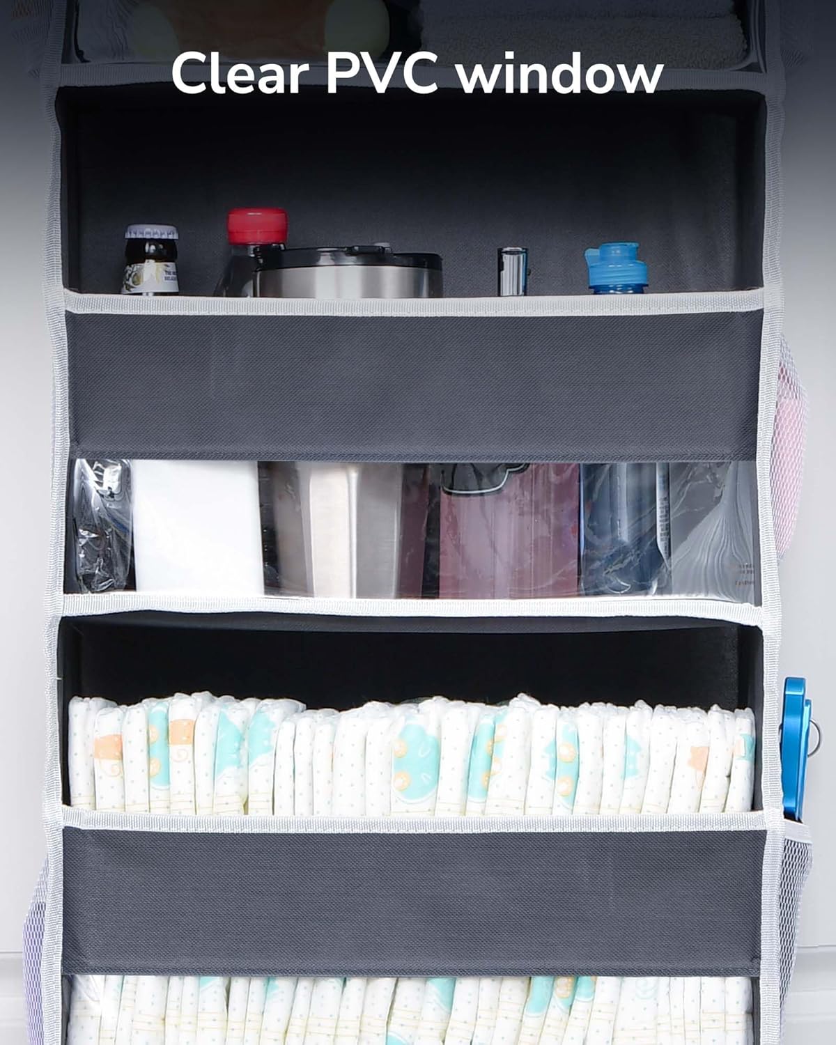 ULG Over the Door Organizer, 5-Tier Extra Large Hanging Storage with 10 Mesh Pockets, 100 lbs Capacity, Heavy Duty Door Organizer for Closet, Bedroom, Nursery Storage, Beige