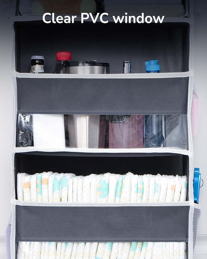 ULG Over the Door Organizer, 5-Tier Extra Large Hanging Storage with 10 Mesh Pockets, 100 lbs Capacity, Heavy Duty Door Organizer for Closet, Bedroom, Nursery Storage, Beige