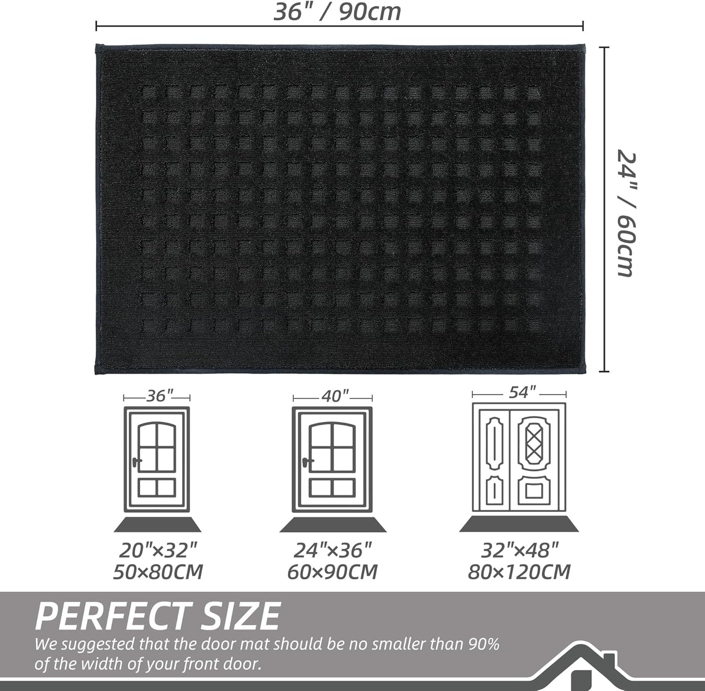 BEQHAUSE Dirt Trapper Door Mats 20"x32", Non-Slip Waffle Doormat Indoor Entrance Low-Profile, Dirt Resist and Absorbent Entryway Rugs Washable Inside Welcome Floor Mat for Front Back Door, Beige