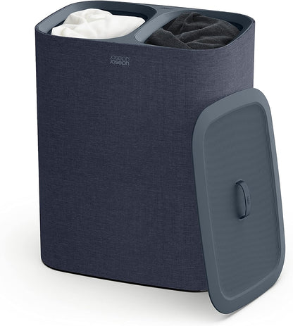 Joseph Joseph Tota Trio 90 liter/23.8 gallon Laundry Hamper Separation Basket with lid, 3 Removable Washing Bags with Handles- Ecru