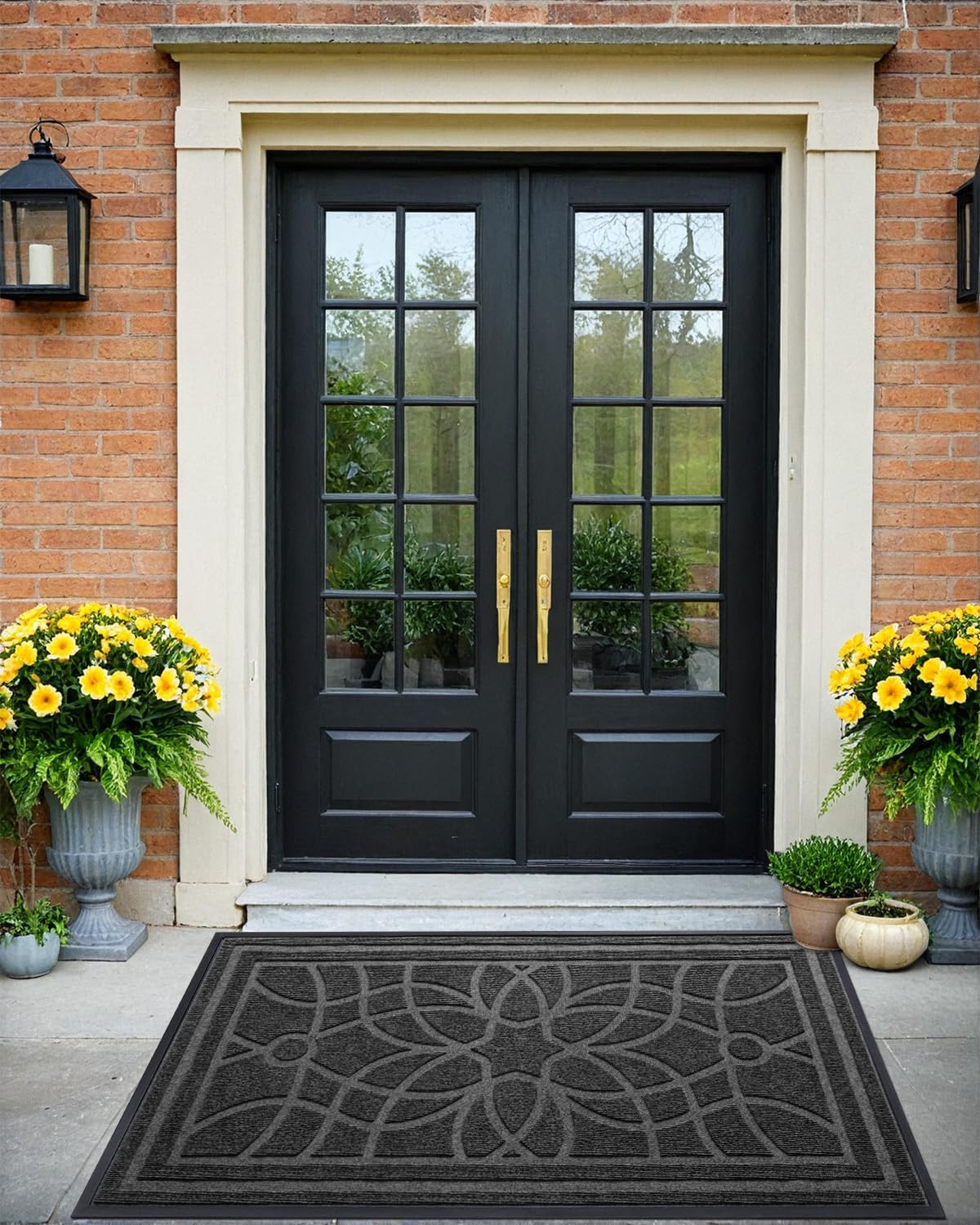 DEXI Front Door Mat Outside Entrance, Heavy Duty Non Slip Low Profile Doormat for Entryway, Trap Dirt and Moisture Welcome Mats, Easy Clean, Patio, Garage, 3x2, Blue