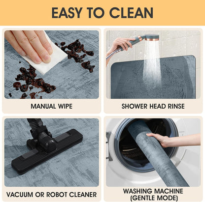 ACCUMTEK Non Slip Bath Mat, Thin Bathroom Rugs Fit Under Door, Quick Dry Bath Mats, Machine Washable Bath Rugs for Bathroom, Bathtub & Kitchen, Grey/Bordered/24 x17