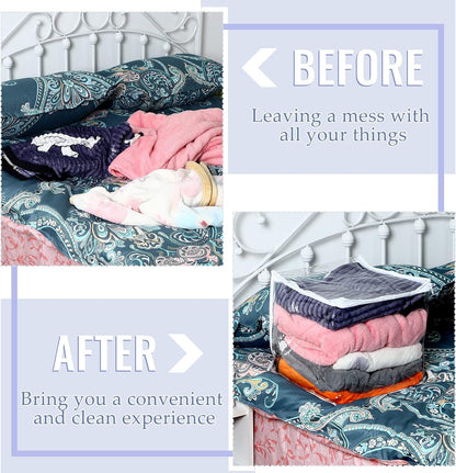 6 Packs Clear Zippered Storage Bags 24 x 20 x 11 Inch Sweater Moth Bags Vinyl Plastic Storage for Blankets Clothes Bed Sheet Organizer with Zipper for Closet Linen Sweater Clothes Comforters Pillow