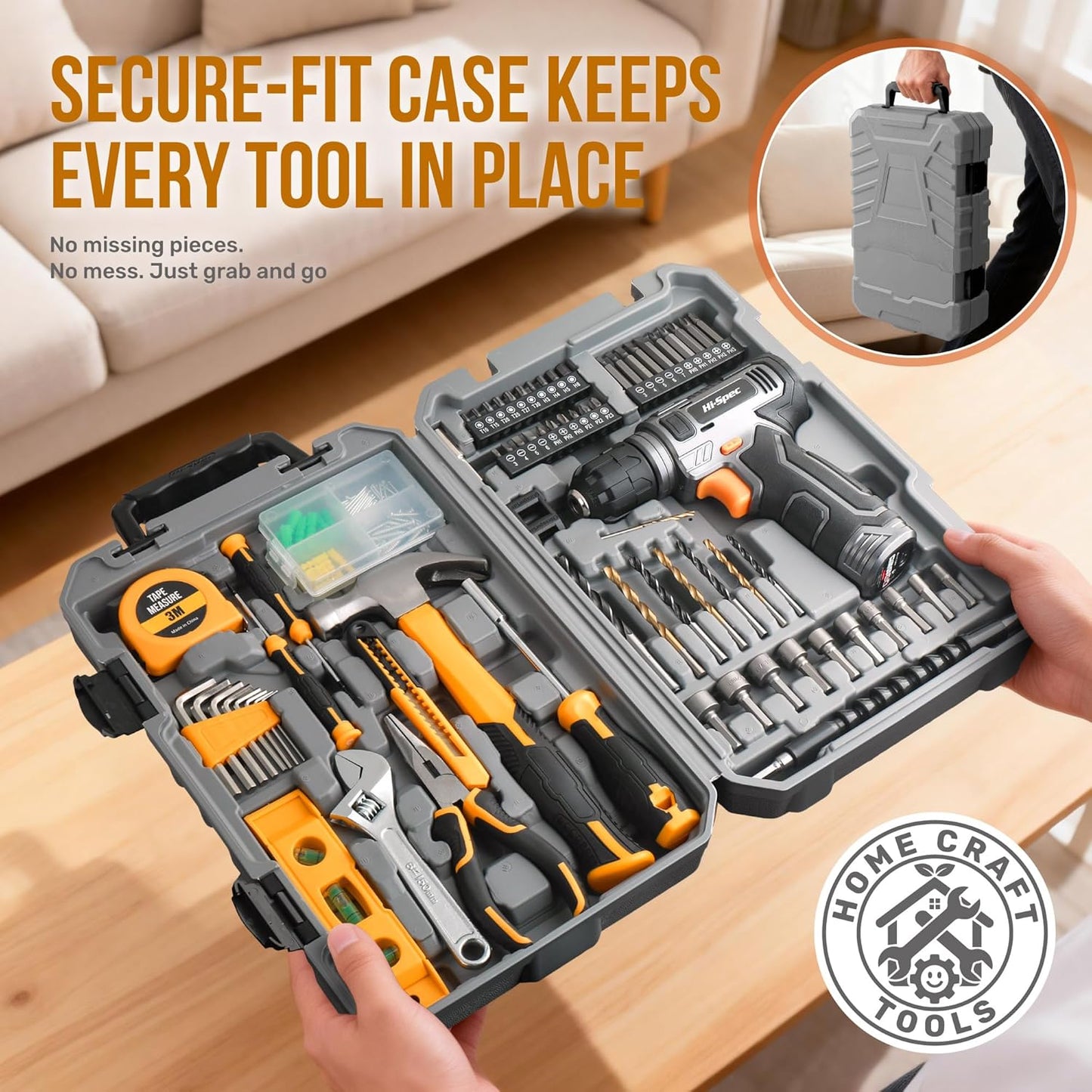 Hi-Spec Pink Tool Set with 8V Drill Set. Complete Cordless & Rechargeable USB Electric Drill Driver Kit for Women, Home DIY Repair & Maintenance, in a Compact Toolbox.