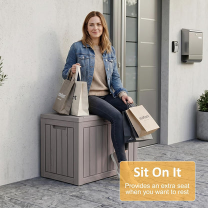 Package Delivery Box, Lockable Resin Outdoor Package, Waterproof Deck Box for Porches, Patios, Indoor & Outdoor Use (70 Gallon, Grey)