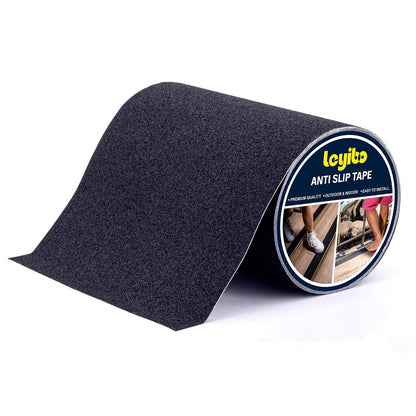 Anti Slip Tape, 12 Inch x 16 Ft Grip Tape for Stairs Outdoor/Indoor, Waterproof Non Skid Roll for Stair Treads Non Slip, High Traction Friction Abrasive Adhesive Stair Steps - Black