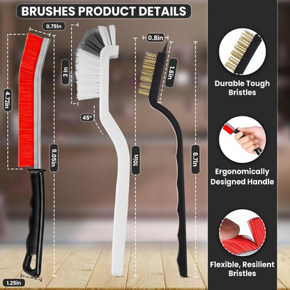 14 Pcs Crevice Cleaning Brush Set – Hard Bristle Cleaning Tools for Grout, Tile Floors, Gaps & Narrow Spaces – Multi-Purpose Grout Scrub Brush for Cleaning Bathroom, Shower, Window Tracks, Kitchen