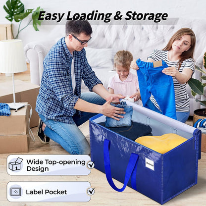 8 Pack Extra Large Heavy Duty Moving Bags, Clear Storage Bins with Lids, Reinforced Handles & Heavy-Duty Zippers Moving Boxes Storage Bags Totes for Clothes Packing, Dorms, College Supplies, Clear