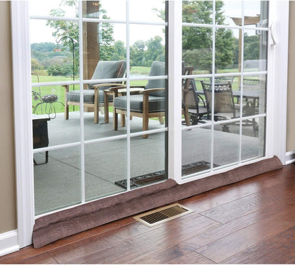 HOME DISTRICT Sliding Door Draft Stopper - Glass Door Draft Blocker, Patio Under Door Draft Stopper, Door Air Blocker Draft Dodger - Approx. 71" Long - Brown Tweed
