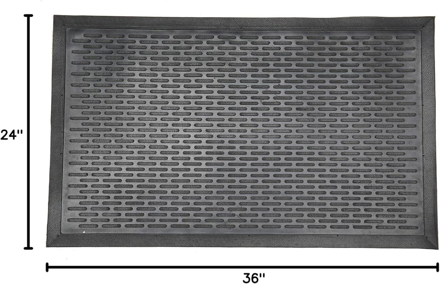 Ottomanson Waterproof Rubber Outdoor Doormat – Heavy-Duty Non-Slip Rubber Floor Mat with Ridge Scraper Pattern, All-Weather Front Door Entry Mat for Mud & Dirt Control – 18" x 30", Black