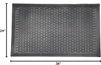 Ottomanson Waterproof Rubber Outdoor Doormat – Heavy-Duty Non-Slip Rubber Floor Mat with Ridge Scraper Pattern, All-Weather Front Door Entry Mat for Mud & Dirt Control – 18" x 30", Black