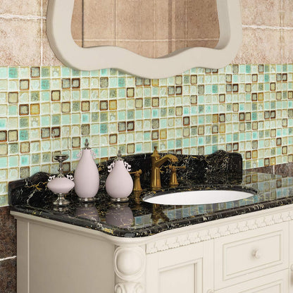 Livelynine Waterproof Wallpaper for Bathroom Shower Wall Decorative Contact Paper Self Adhesive for Furniture Stickers Kitchen Backsplash Tiles Peel and Stick Counter Removable Blue Mosaic 15.8"x78.8"