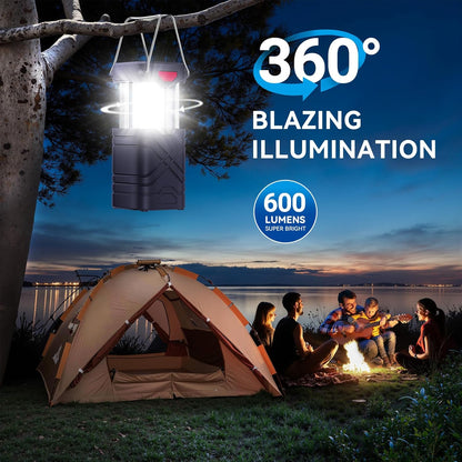 LETMY 4 Pack Camping Lantern, Rechargeable LED Lanterns, Solar Lantern Battery Powered Hurricane Lanterns Flashlight with 3 Powered Ways & USB Cable for Emergency, Power Outage, Hurricane Supplies