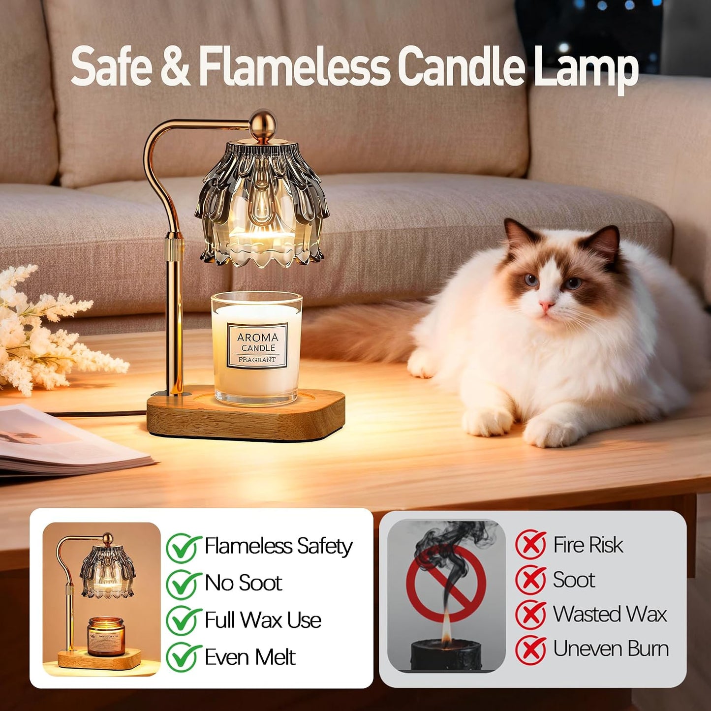 Candle Warmer Lamp with Timer Dimmer - Birthday Gift for Women Mom, Electric Wax Melter Warmer Adjustable Height for Jar Candles Housing Warming Home Decor