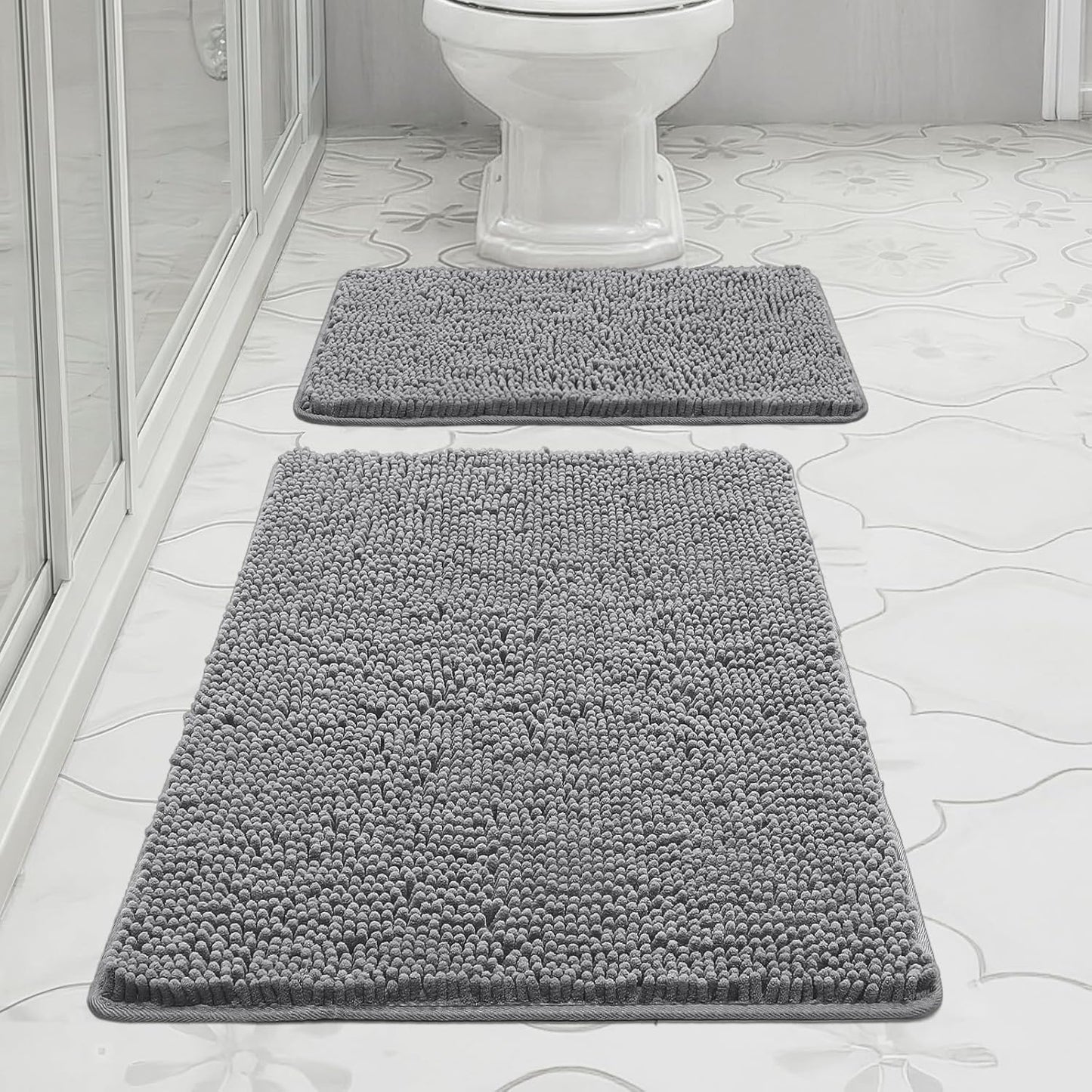 Bcoimo Bathroom Rugs 24x17, Bath Mats for Bathroom Non Slip with Rubber Backing,High Absorbent Microfiber Bath Rugs Quick Drying, Machine Washable, Durable Decor