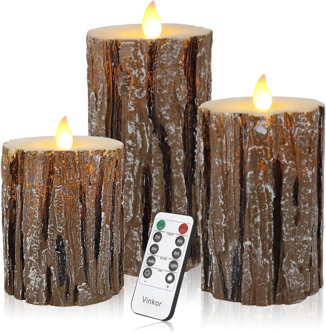 Vinkor Flameless Candles Battery Operated Candles Real Wax Pillar LED Candles with 10-Key Remote and Cycling 24 Hours Timer (Ivory Set of 12 （D: 3" x H: 4"）)