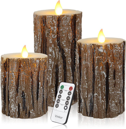 Vinkor Flameless Candles Battery Operated Candles Real Wax Pillar LED Candles with 10-Key Remote and Cycling 24 Hours Timer (Ivory Set of 12 （D: 3" x H: 4"）)