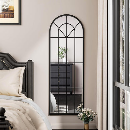 OGCAU Floor Full Length Mirror, 56"x20" Arched Full Body Mirror, Hanging or Leaning, Standing, Wall Mounted with Aluminum Frame for Bedroom Living Room, White
