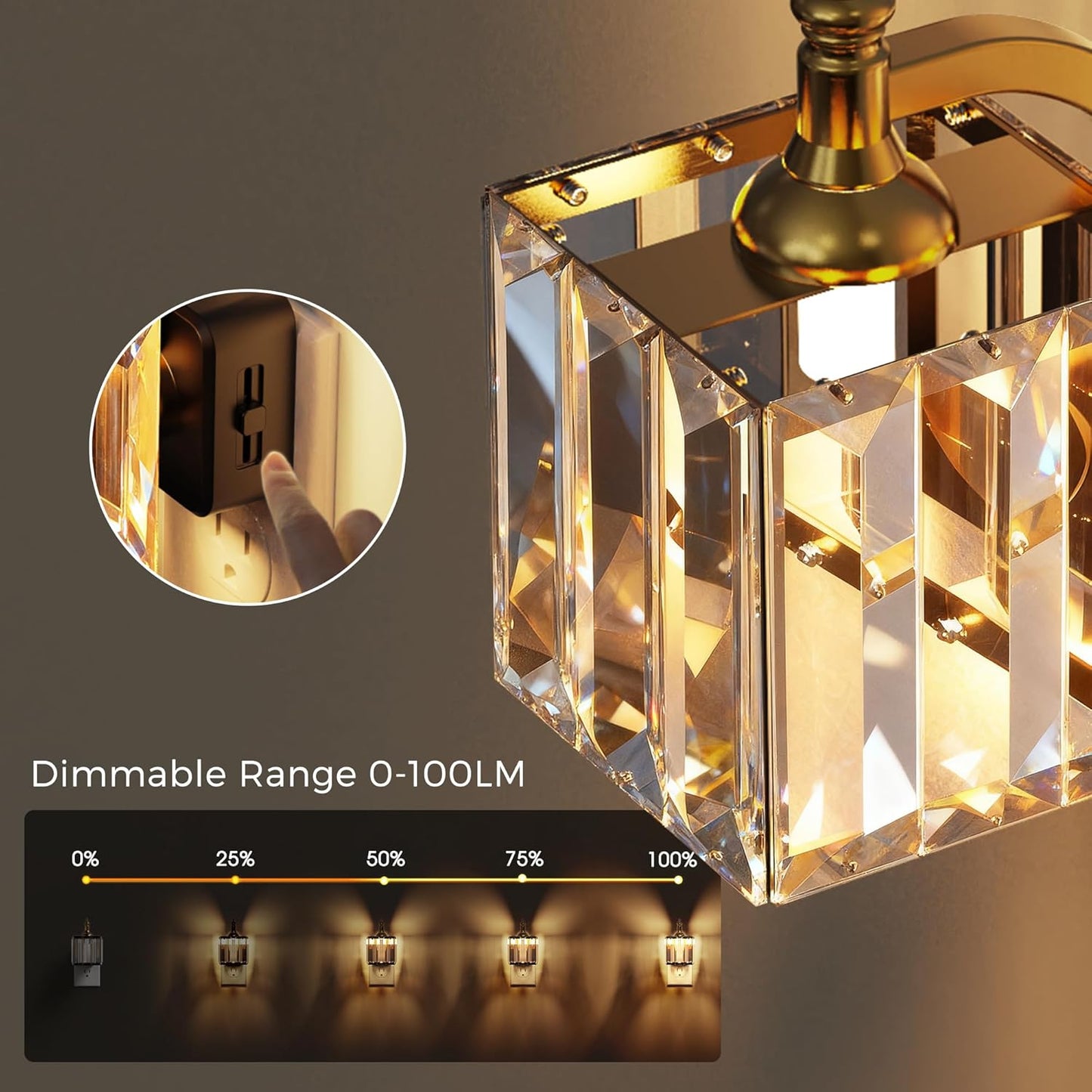 L LOHAS LED Night Light,Dimmable Night Lights Plug into Wall, 2 Pack Acrylic Nightlight with 0-100 LM Adjustable Brightness, 3000K Plug in Night Light with Dusk to Dawn Sensor, for Bathroom Hallway