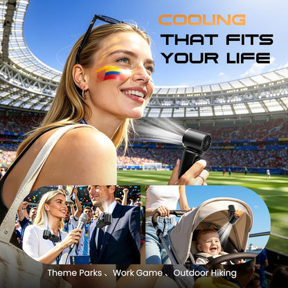Portable Clip-On Mini Fan 180° Rotating 3000mAh 5-speed | Handheld Mini Fan with LED Display, 14500 RPM Rechargeable Stroller Fan for Travel, Camping, Game day & Office