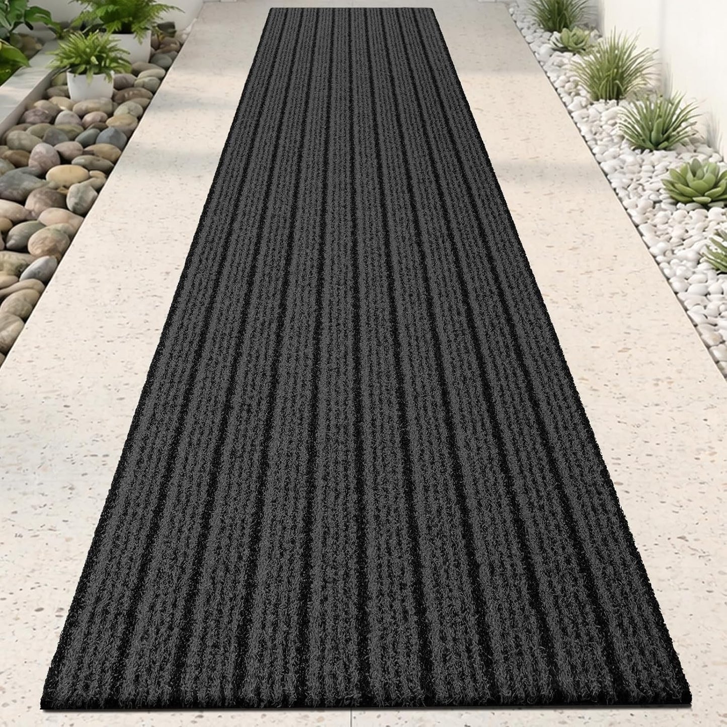 Outdoor Front Door Mat 32" x 48", Dirt Trapping Outside Entrance Rug, Non Slip Shoe Scraper, Heavy Duty Commercial Rug for Patio, Garage, Traffic Area, Office, Roll Packing