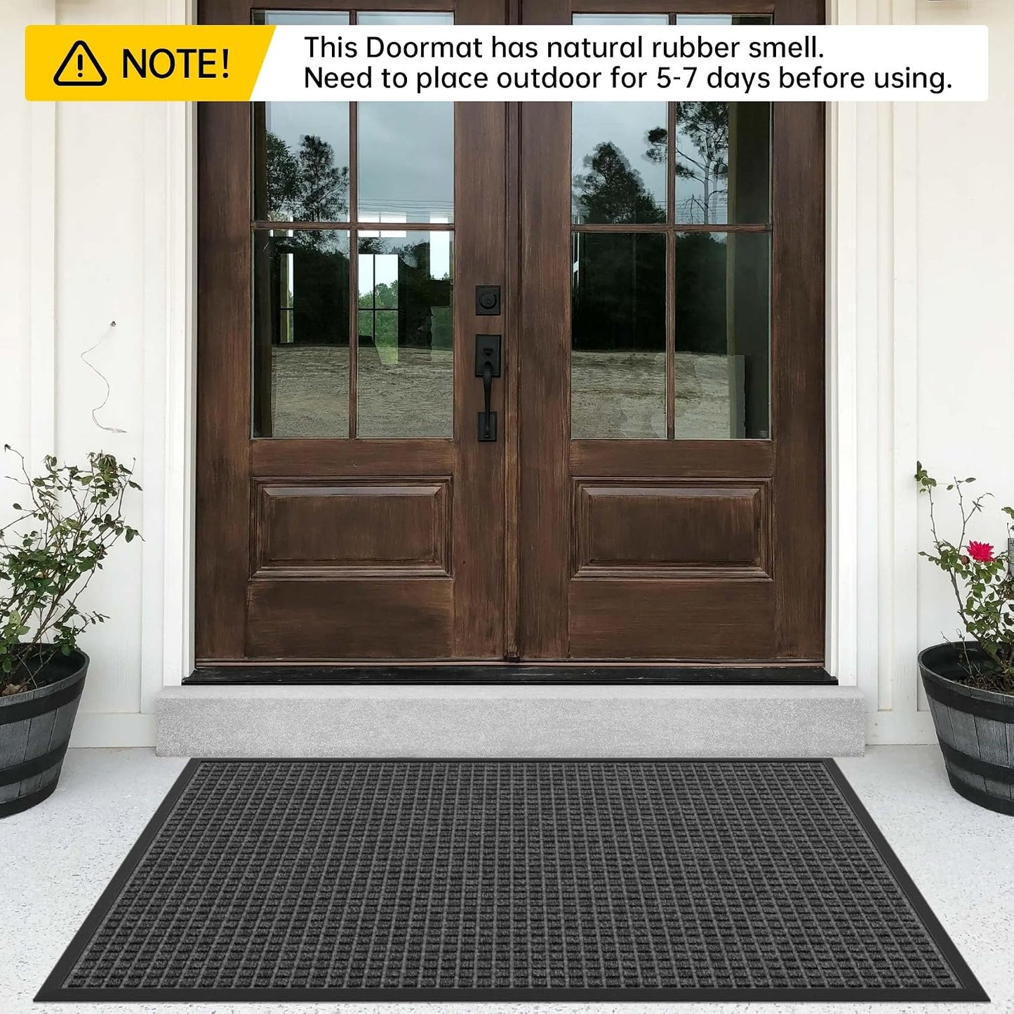 Front Door Mat Indoor Outdoor, 48" x 36" Non Slip Welcome Doormat for Entryway, Heavy Duty Low Profile Entrance Rug for High Traffic Areas, Patio, Outside Entry, Yard, Porch Waterproof