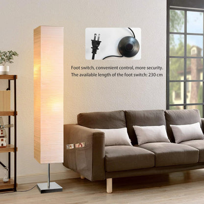 Modern Floor Lamp, Dimmable 3 Levels Brightness Paper Tall Lamp Standing Lamps with Lampshade, 55'' Minimalist Floor Lamps for Office, Kids Room, Reading, Home Decor (White)