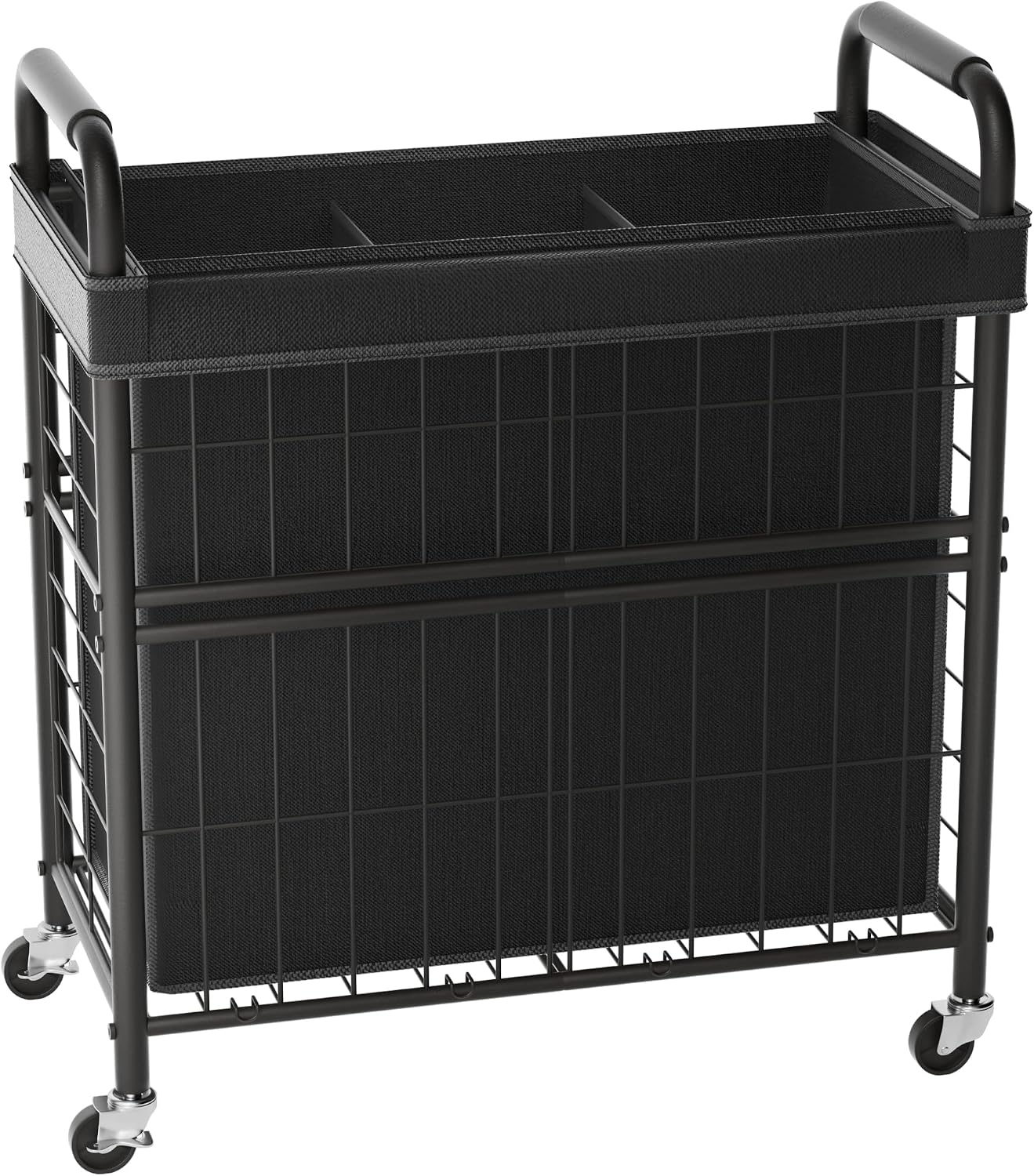 Laundry Hamper 3 Section, 145L Rolling Laundry Sorter Basket with Wheels, 3 Compartment Clothes Organizer Cart, Pull-Out Removable Bags for Laundry Room, Bathroom, Bedroom, White