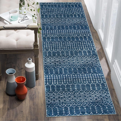 Lahome Moroccan Entry Rug 2x3, Non-Slip Washable Front Indoor Door Mat Rubber Backing Low-Profile Door Rugs, Small Geometric Print Distressed for Entryway Bathroom Kitchen, Black Hana
