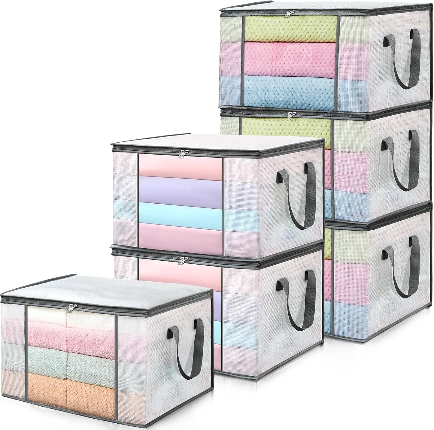 2 Pack Under Bed Storage Containers Bins, Humid-Proof Plastic Underbed Storage Bins, Clothes Storage and Organization Bags, Under the Bed Blanket Storage with Handles for Clothes, Bedroom